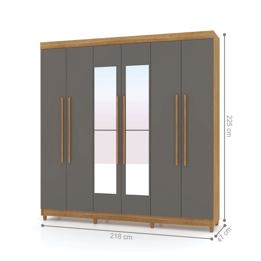 Guarda Roupa 6 Portas Com Espelho Audi Nature Alasca