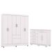 Guarda-Roupa 6 Portas Ideval com Cômoda Sapateira Sirios Branco