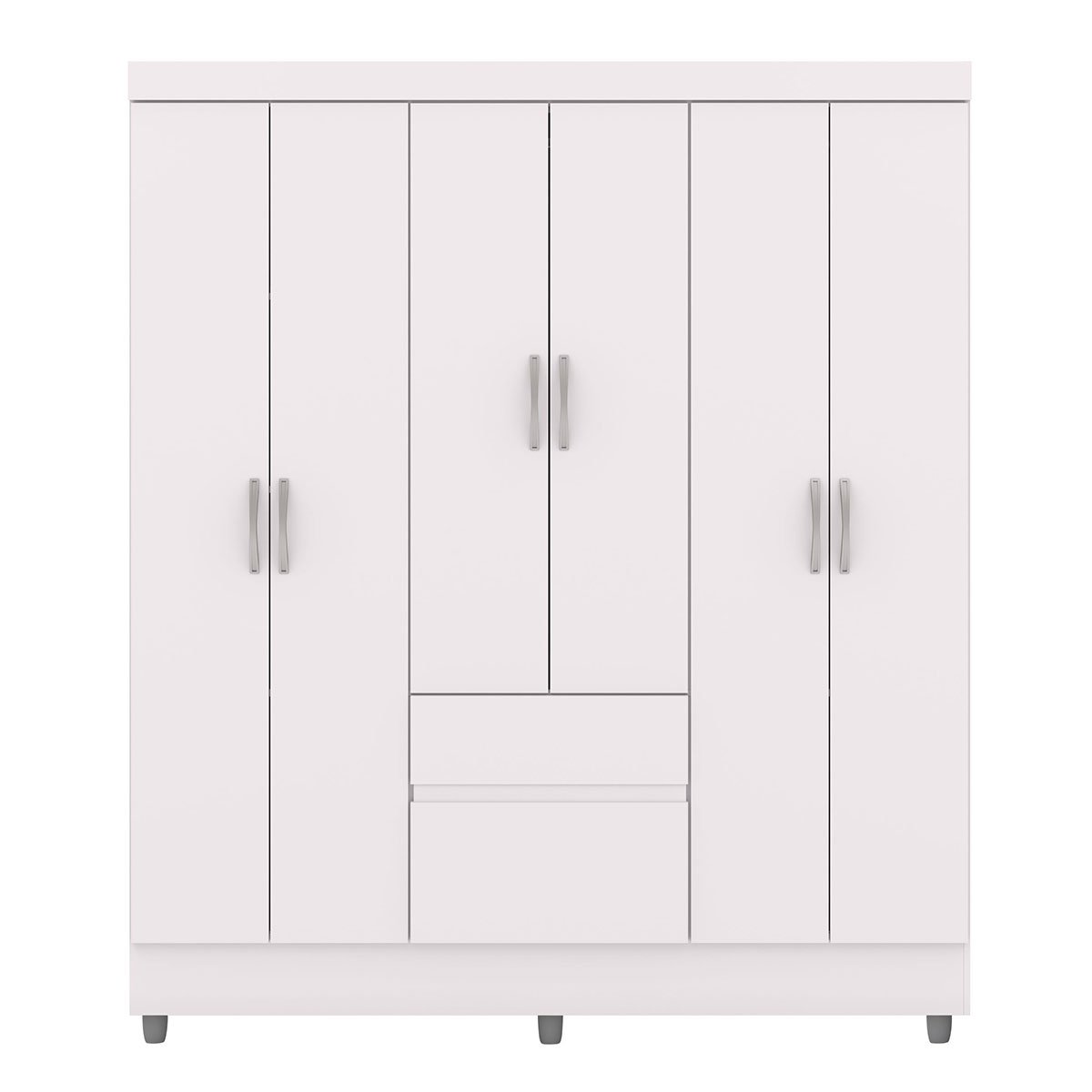 Guarda-Roupa 6 Portas Ideval com Cômoda Sapateira Sirios Branco