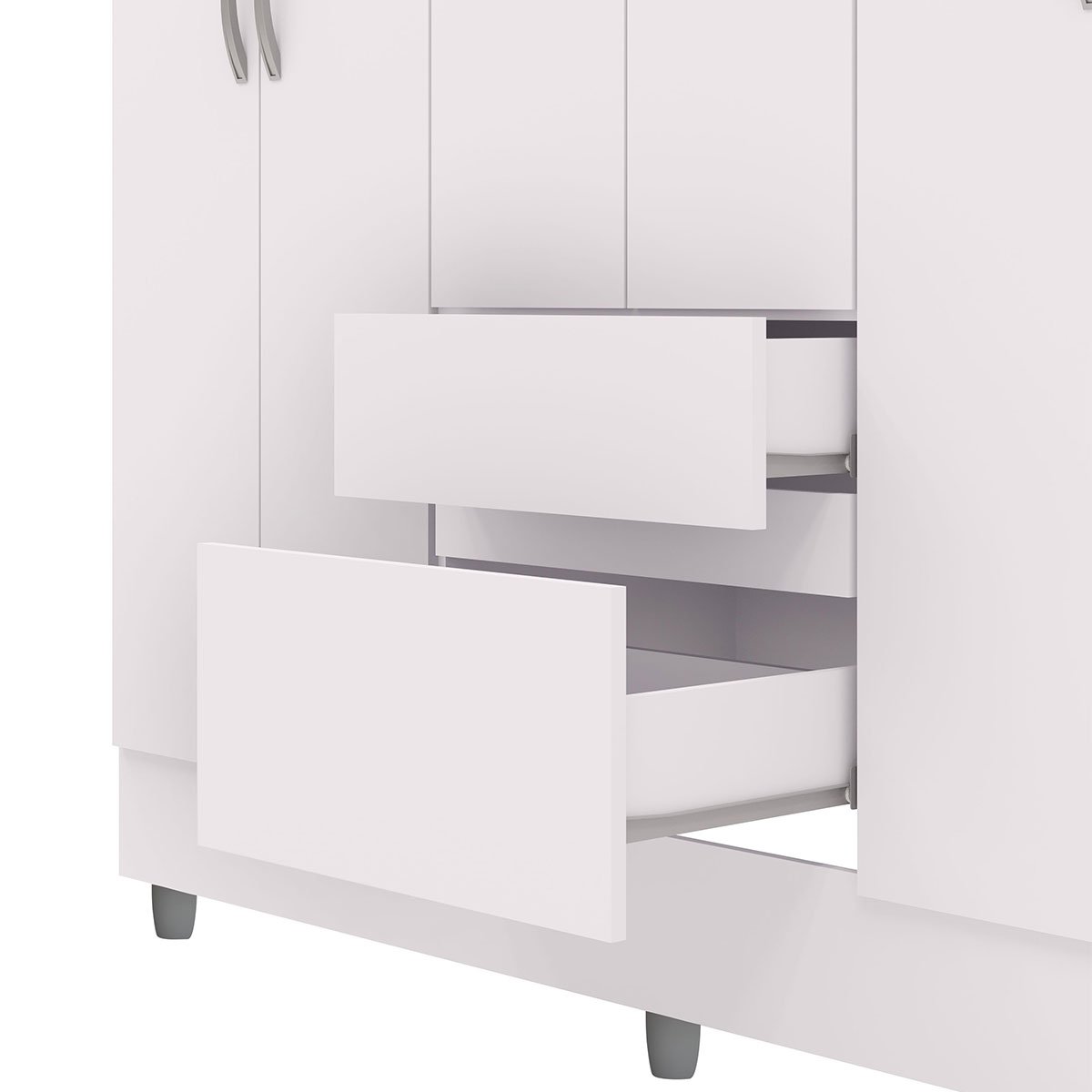 Guarda-Roupa 6 Portas Ideval com Cômoda Sapateira Sirios Branco