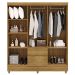 Guarda-Roupa 6 Portas Ideval com Cômoda Sapateira Sirios Nature/Brisa