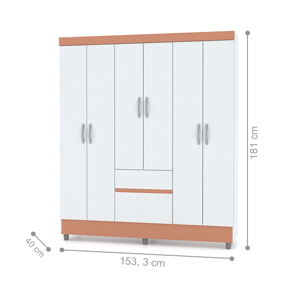 Guarda Roupa 6 Portas Urus Branco Camarim