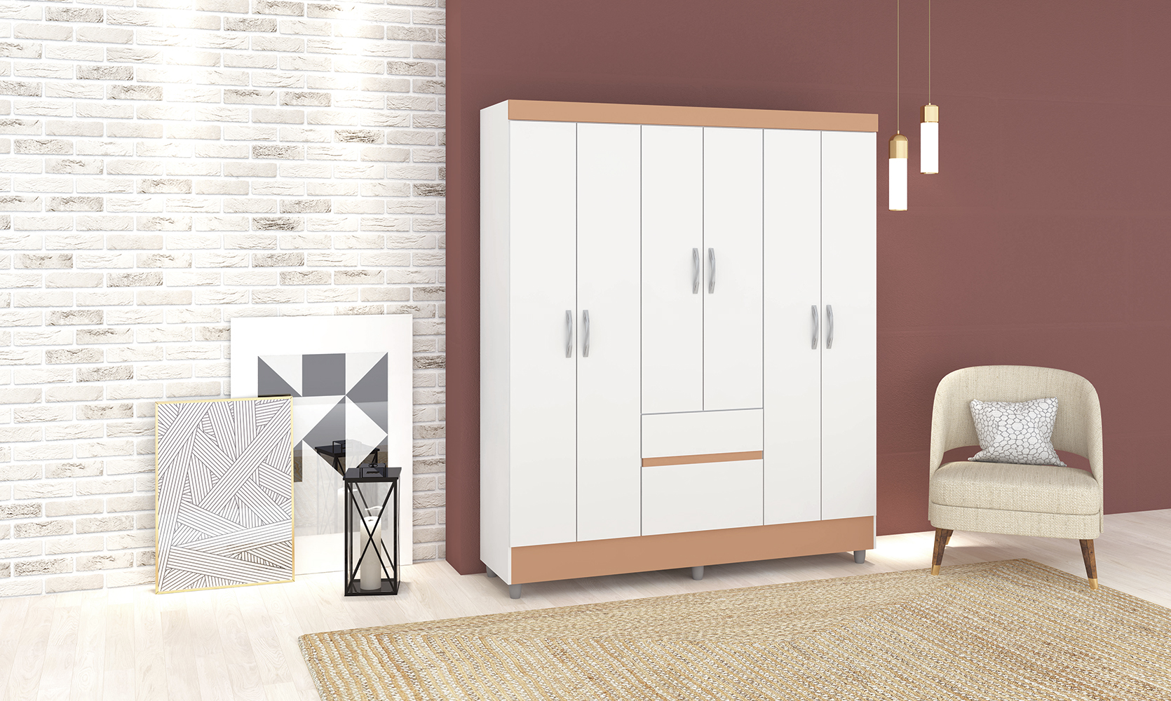 Guarda Roupa 6 Portas Urus Branco Camarim