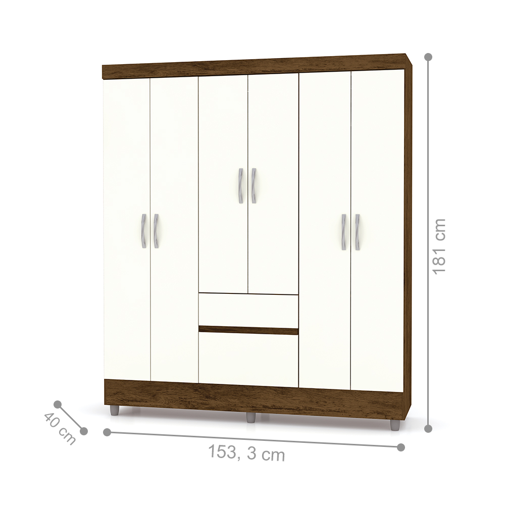 Guarda Roupa 6 Portas Urus Imbuia Champanhe