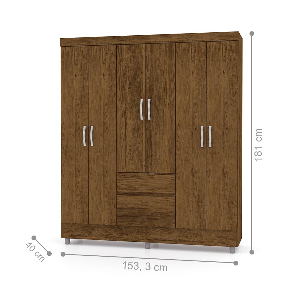Guarda Roupa 6 Portas Urus Imbuia Rústico