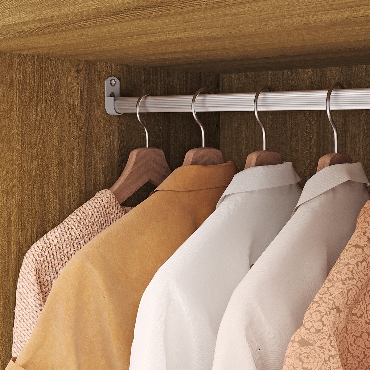 Guarda-Roupa Alto 6 Portas 2 Gavetas Norway Nature/Champagne
