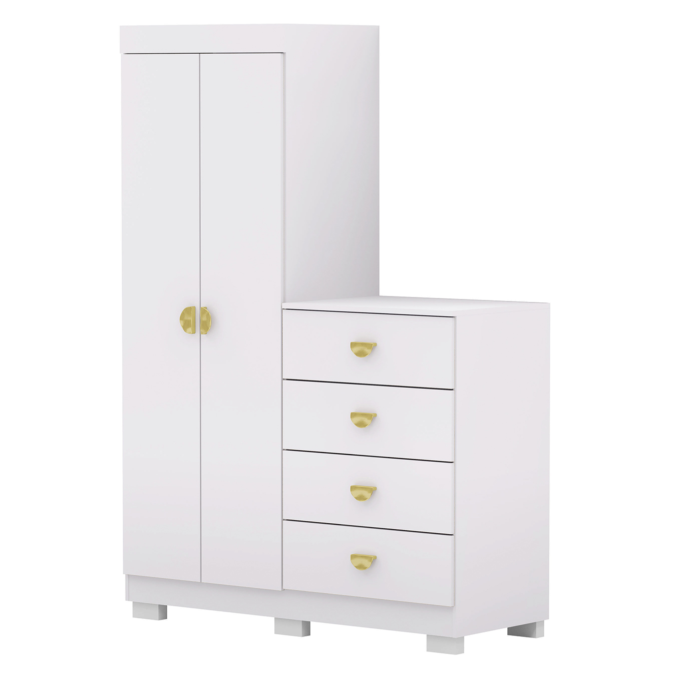 Guarda Roupa Cômoda 4 Gavetas 120cm Cristal Flex Branco - Vila Rica