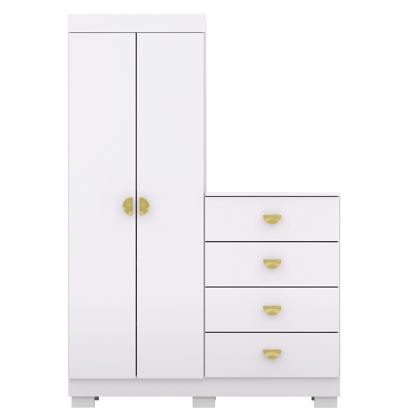 Guarda Roupa Cômoda 4 Gavetas 120cm Cristal Flex Branco - Vila Rica