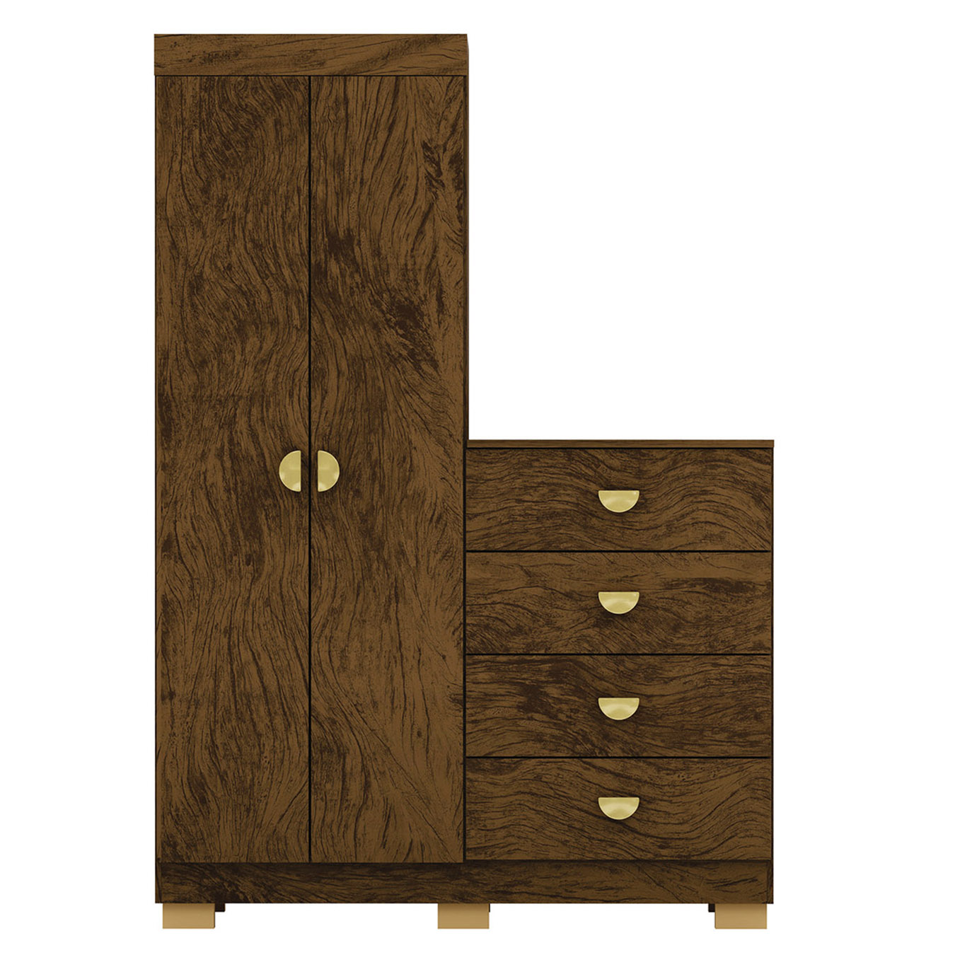 Guarda Roupa Cômoda 4 Gavetas 120cm Cristal Imbuia Rústico - Vila Rica