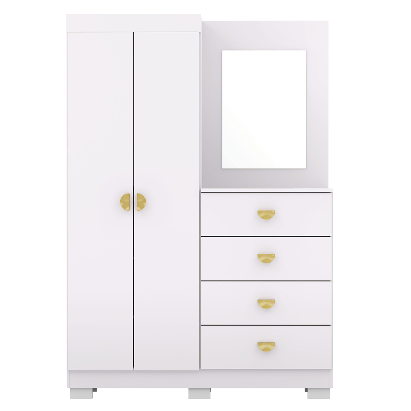 Guarda Roupa Cômoda Com Espelho 120cm Cristal Flex Branco - Vila Rica