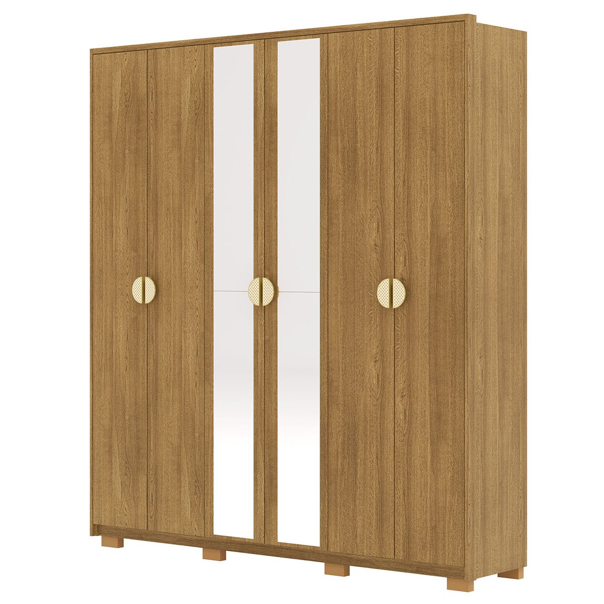 Guarda-Roupa Casal 100% MDF 6 Portas com Espelho Bolonha Nature