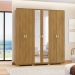 Guarda-Roupa Casal 100% MDF 6 Portas com Espelho Bolonha Nature