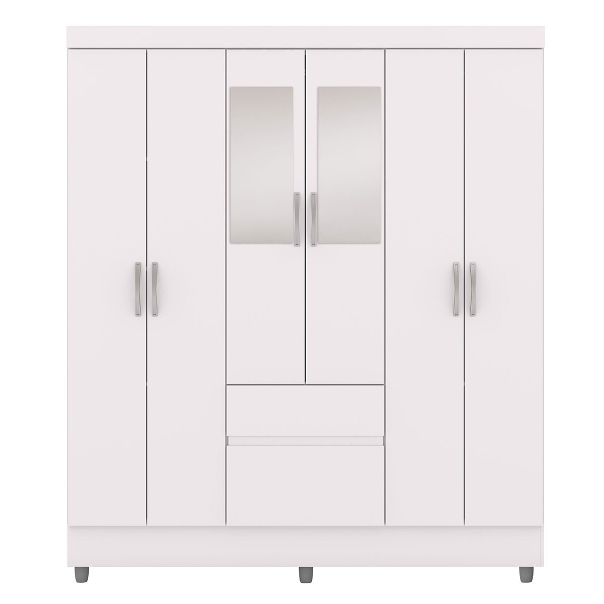 Guarda-Roupa Casal 6 Portas 2 Gavetas com Espelho Ideval Branco/Camarim