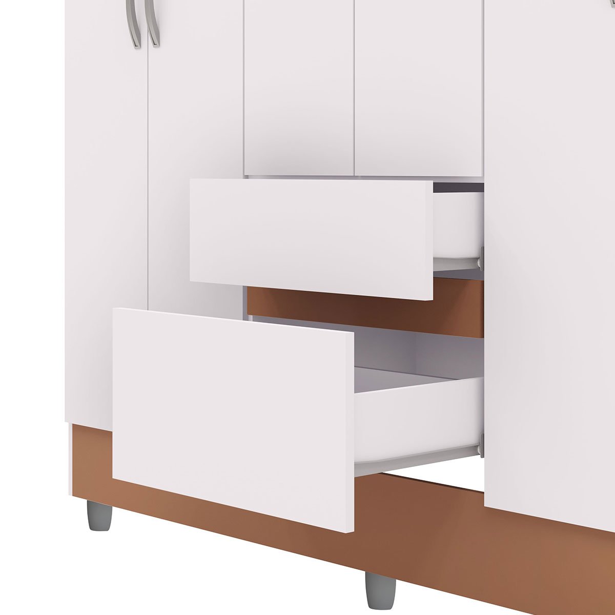 Guarda-Roupa Casal 6 Portas 2 Gavetas com Espelho Ideval Branco/Camarim