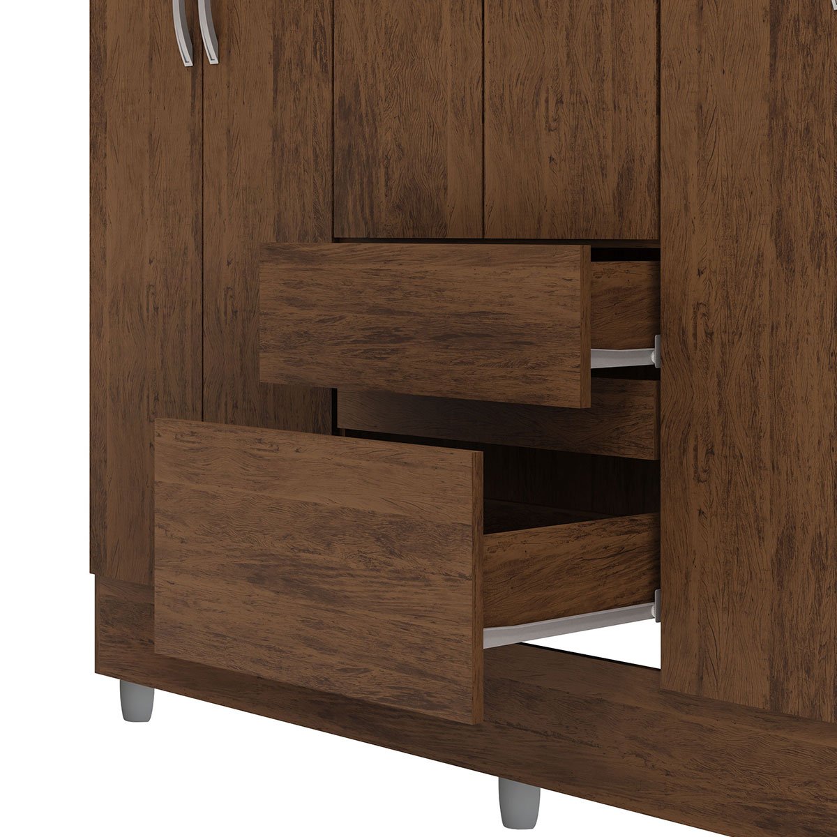 Guarda-Roupa Casal 6 Portas 2 Gavetas com Espelho Ideval Imbuia Rústico