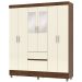 Guarda-Roupa Casal 6 Portas 2 Gavetas com Espelho Ideval Imbuia/Champanhe