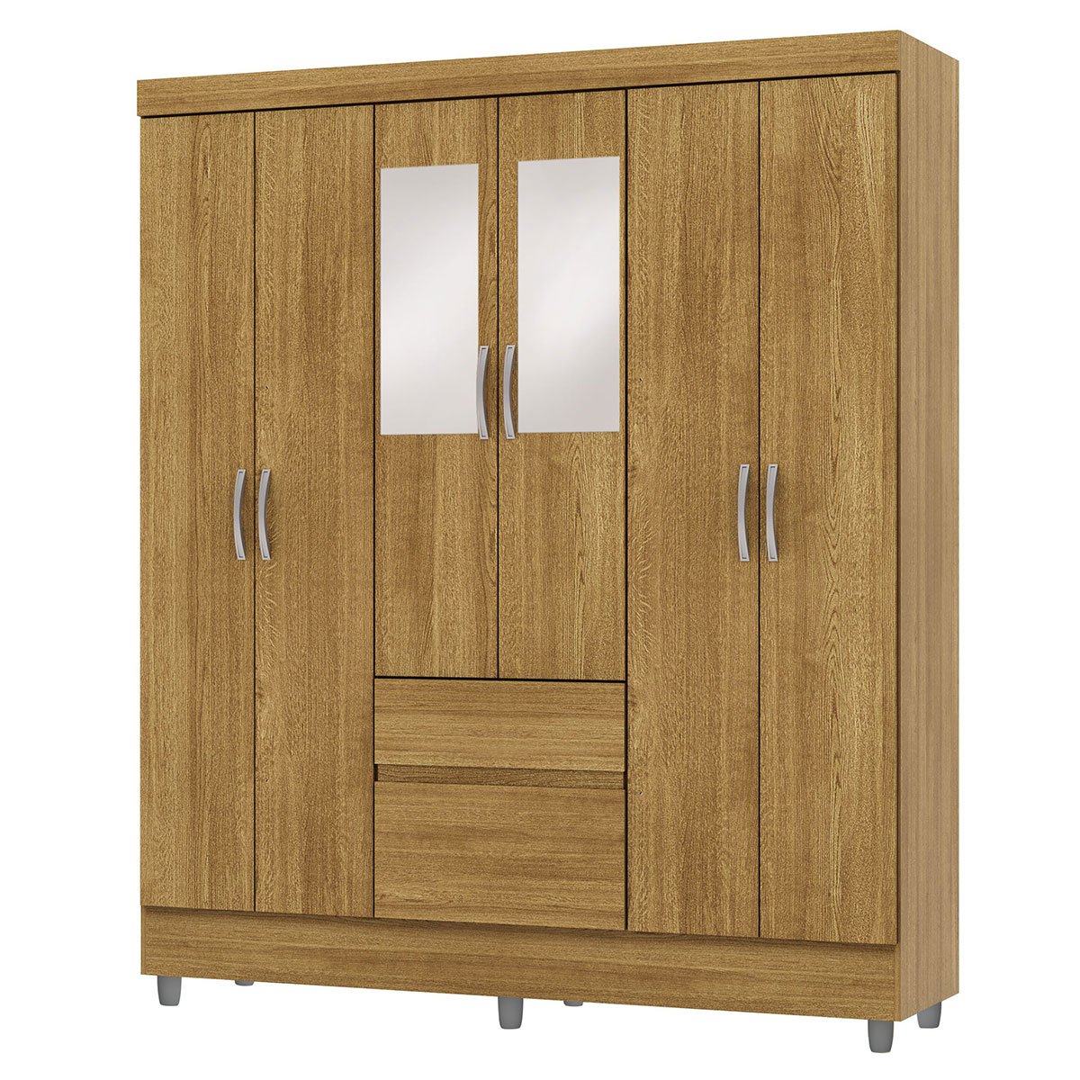 Guarda-Roupa Casal 6 Portas 2 Gavetas com Espelho Ideval Nature