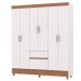 Guarda-Roupa Casal 6 Portas 2 Gavetas com Pés Ideval Branco/Camarim