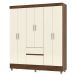 Guarda-Roupa Casal 6 Portas 2 Gavetas com Pés Ideval Imbuia/Champanhe