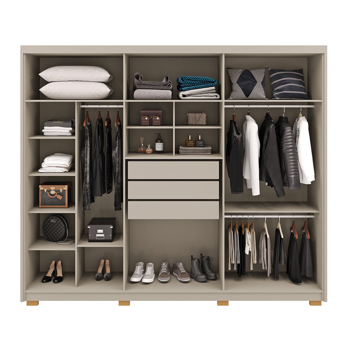 Guarda-Roupa Casal 6 Portas 3 Gavetas 100% MDF Dukai Fendi