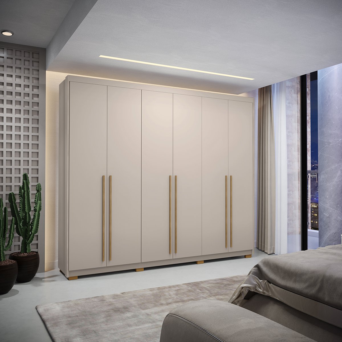 Guarda-Roupa Casal 6 Portas 3 Gavetas 100% MDF Dukai Fendi