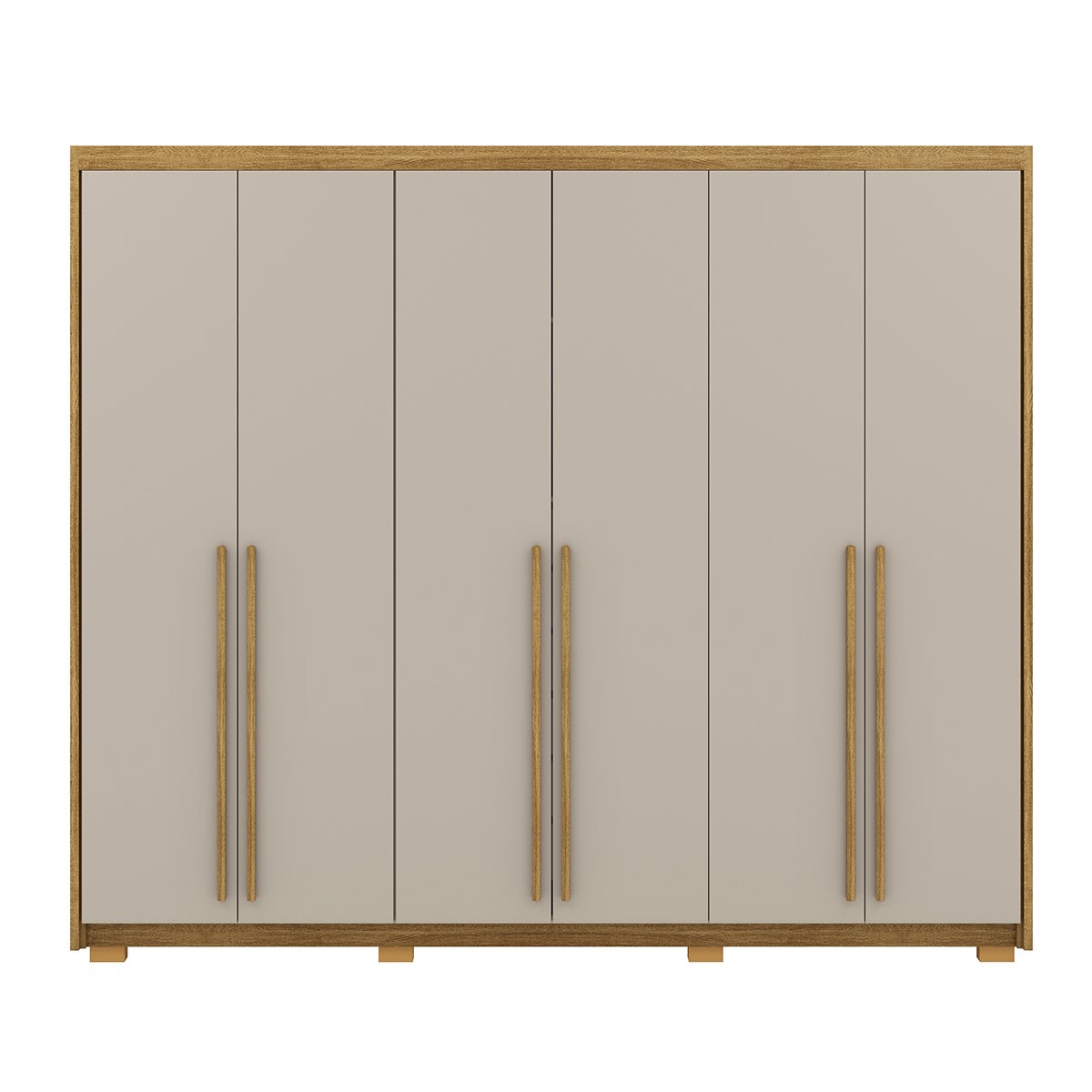 Guarda-Roupa Casal 6 Portas 3 Gavetas 100% MDF Dukai Nature/Fendi