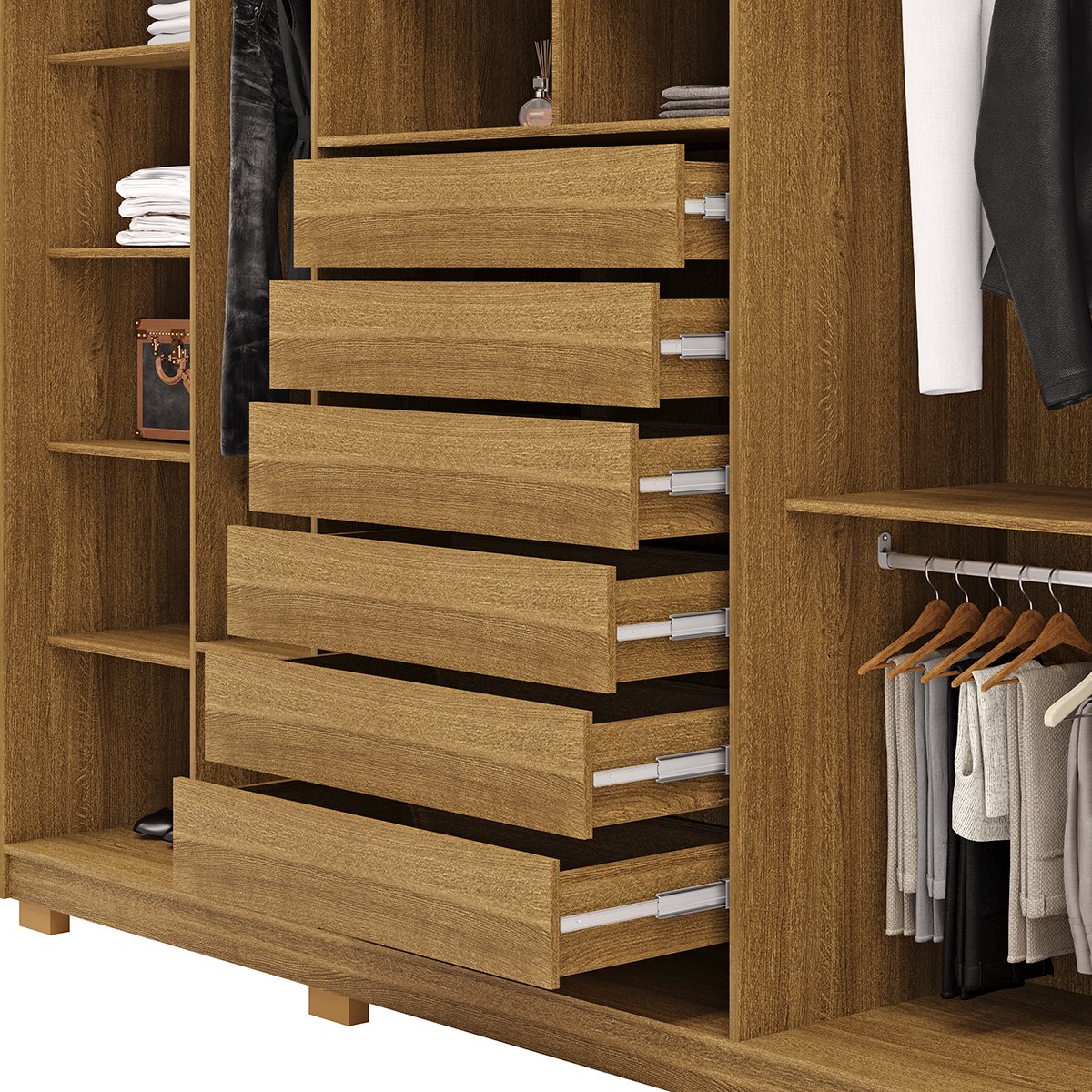 Guarda-Roupa Casal 6 Portas 6 Gavetas 100% MDF Dukai Nature