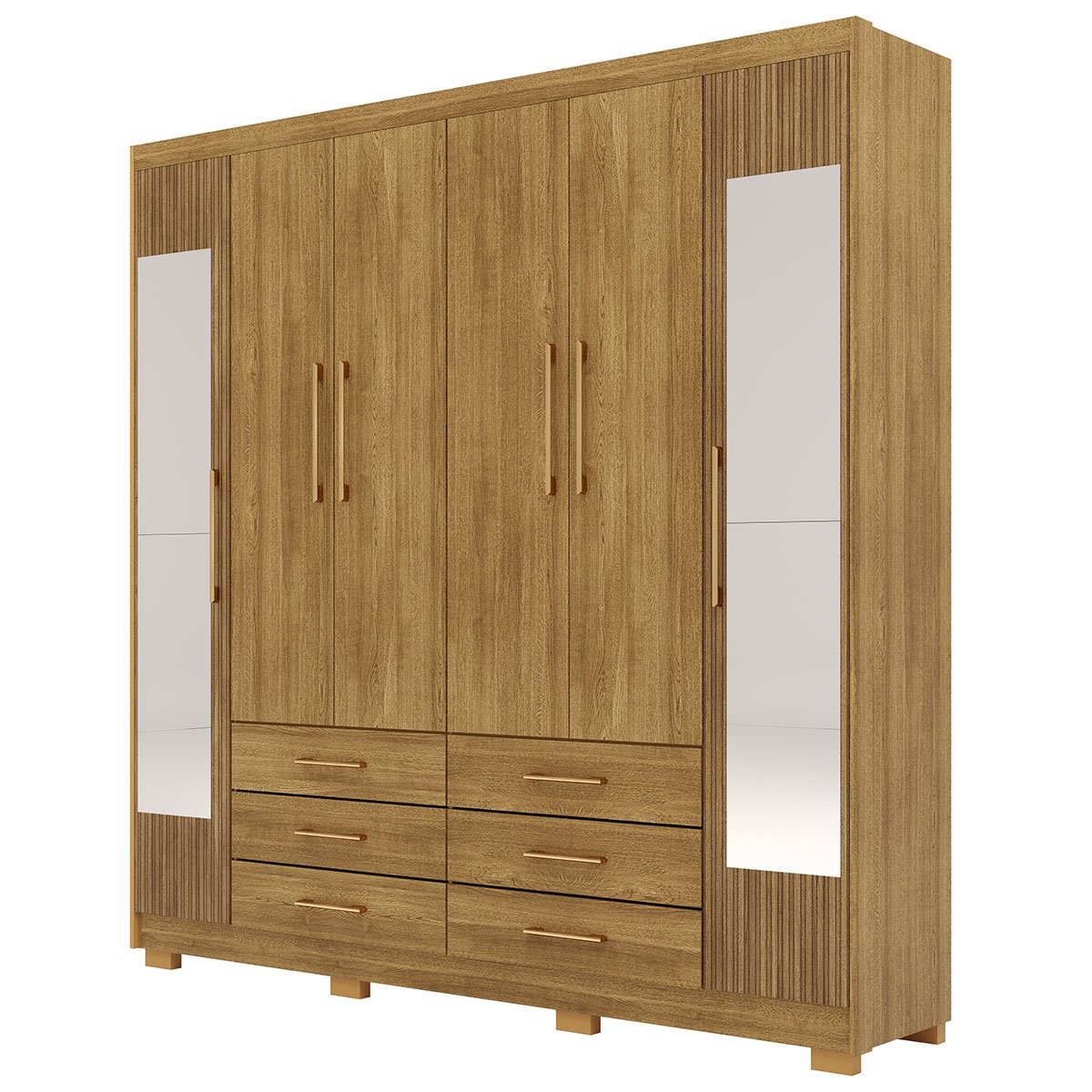 Guarda-Roupa Casal 6 Portas 6 Gavetas 100% MDF Espelho Cadence Nature/Brisa