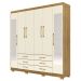 Guarda-Roupa Casal 6 Portas 6 Gavetas 100% MDF Espelho Cadence Nature/Champagne