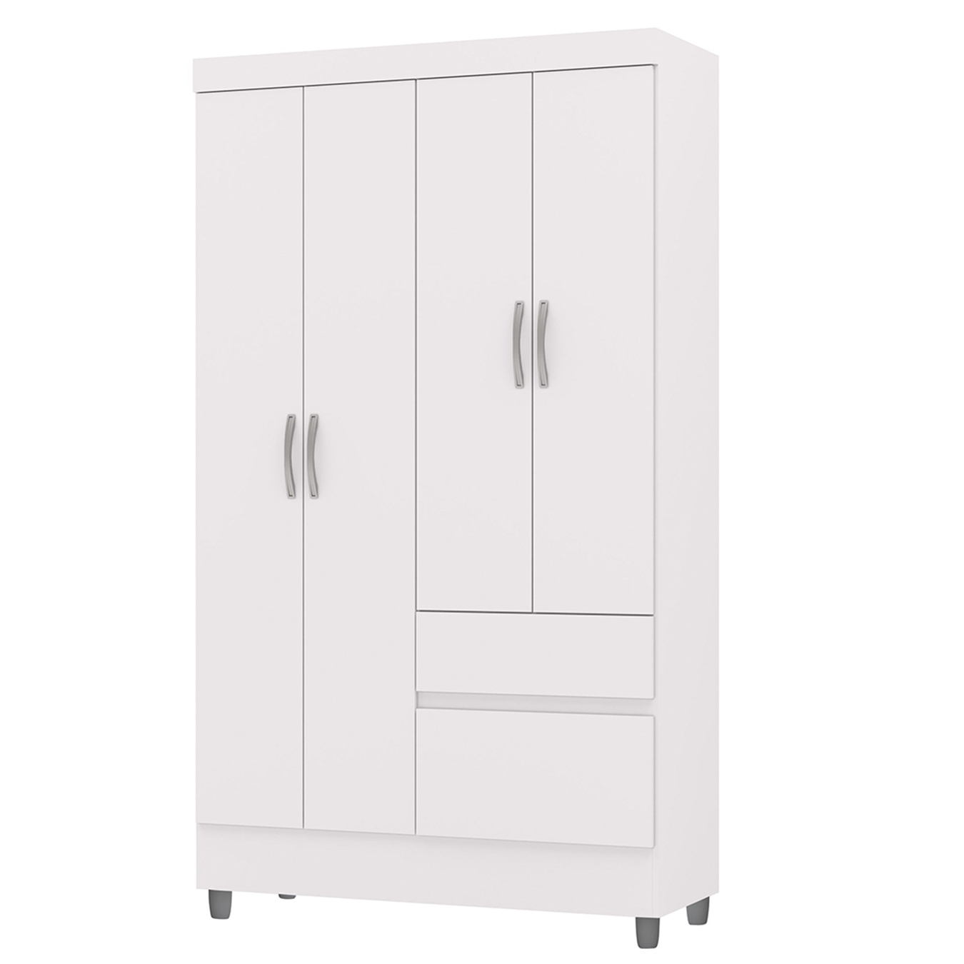 Guarda Roupa Solteiro 103cm Com 4 Portas Ideal Flex Branco - Vila Rica
