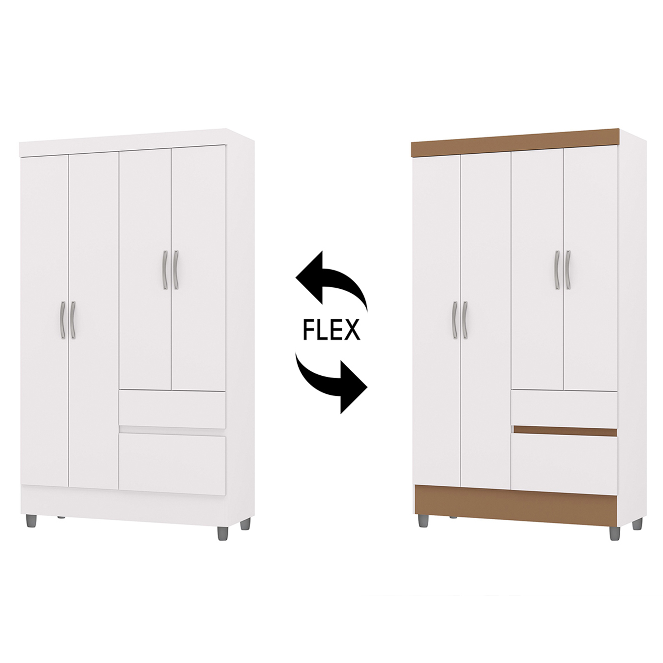 Guarda Roupa Solteiro 103cm Com 4 Portas Ideal Flex Branco - Vila Rica