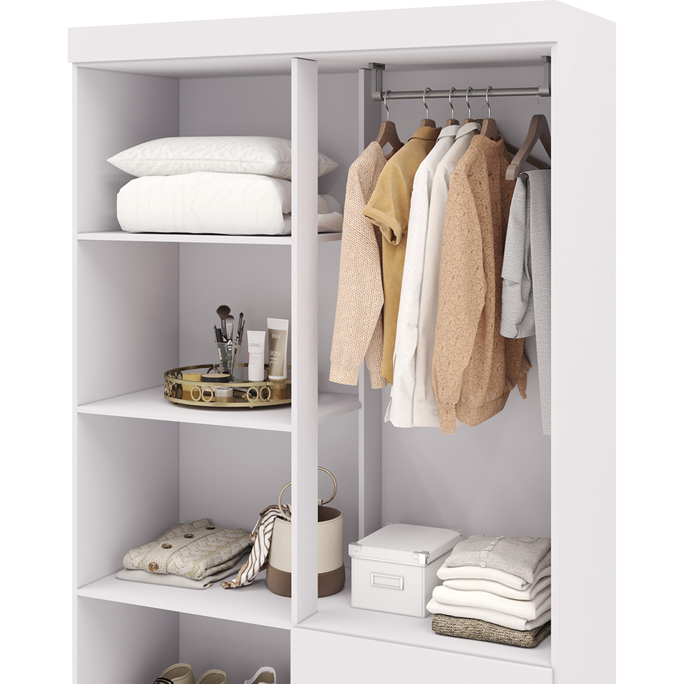 Guarda Roupa Solteiro 103cm Com 4 Portas Ideal Flex Branco - Vila Rica