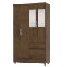 Guarda Roupa Solteiro 103cm Com Espelho Ideal Imbuia Rústico - Vila Rica