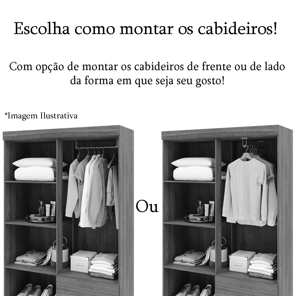 Guarda-Roupa Solteiro 4 Portas 2 Gavetas com Espelho Ideval Nature
