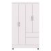 Guarda-Roupa Solteiro 4 Portas 2 Gavetas com Pés Ideval Branco/Camarim