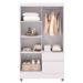 Guarda-Roupa Solteiro 4 Portas 2 Gavetas com Pés Ideval Branco/Camarim