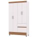 Guarda-Roupa Solteiro 4 Portas 2 Gavetas com Pés Ideval Branco/Camarim