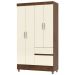 Guarda-Roupa Solteiro 4 Portas 2 Gavetas com Pés Ideval Imbuia/Champanhe