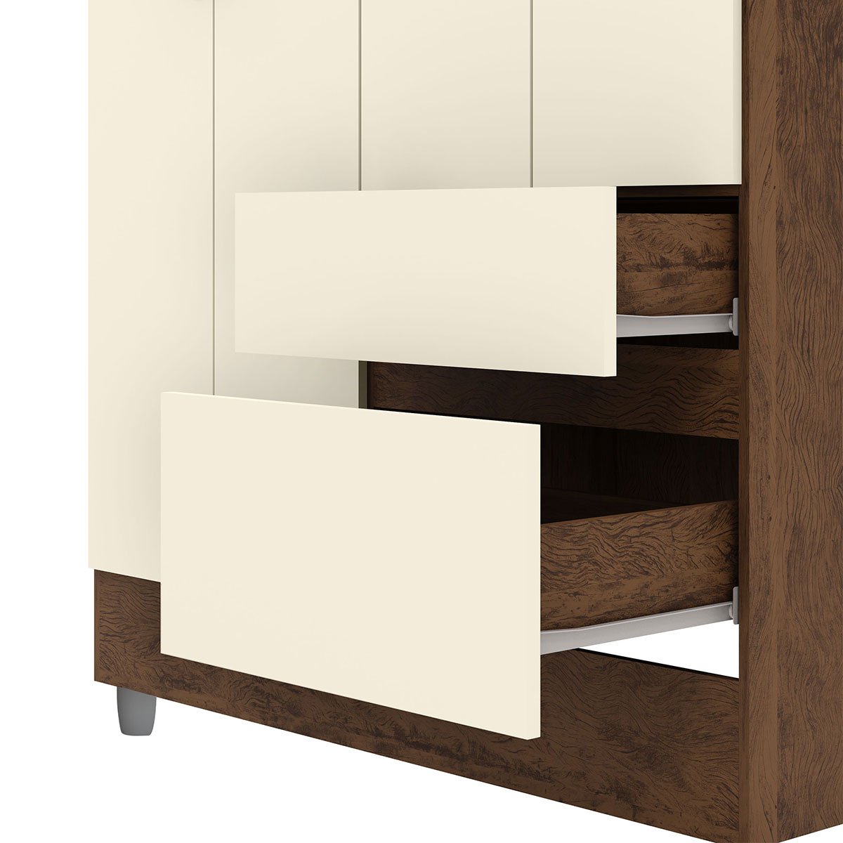 Guarda-Roupa Solteiro 4 Portas 2 Gavetas com Pés Ideval Imbuia/Champanhe