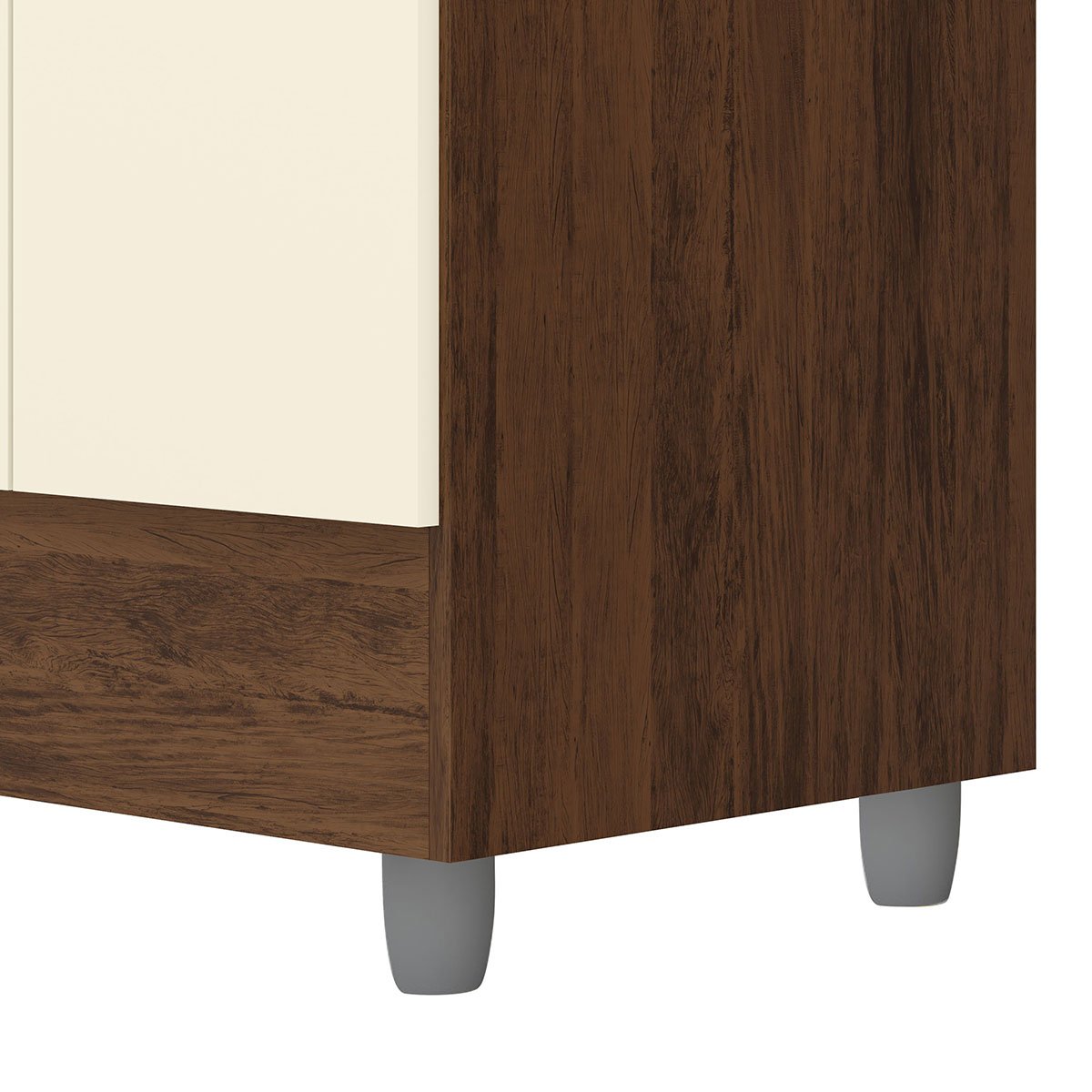 Guarda-Roupa Solteiro 4 Portas 2 Gavetas com Pés Ideval Imbuia/Champanhe