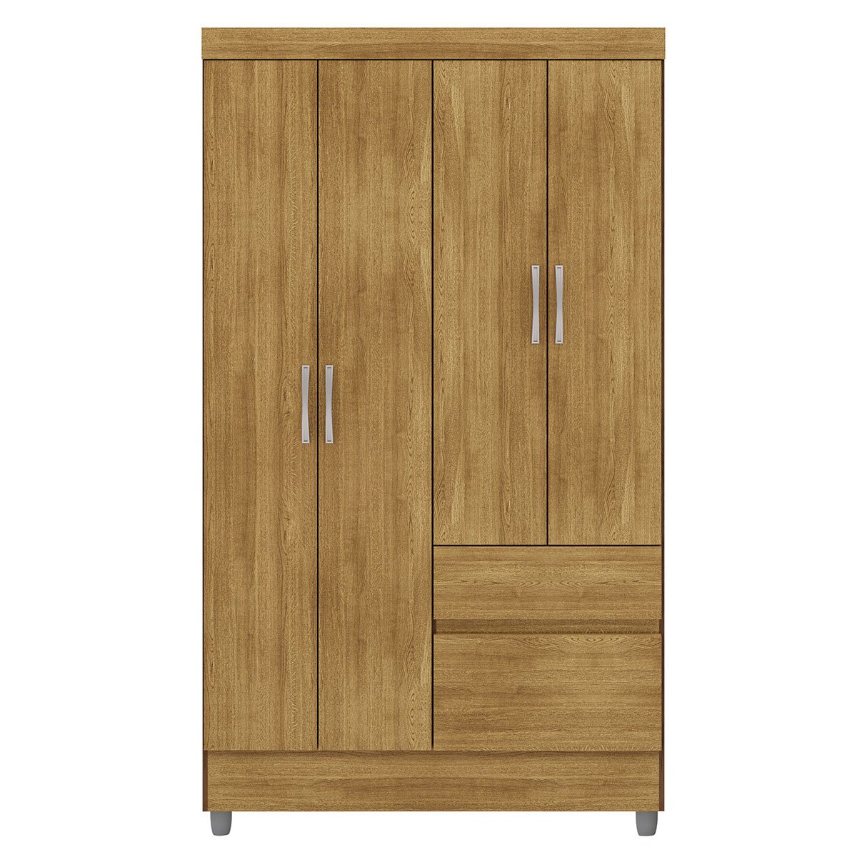Guarda-Roupa Solteiro 4 Portas 2 Gavetas com Pés Ideval Nature