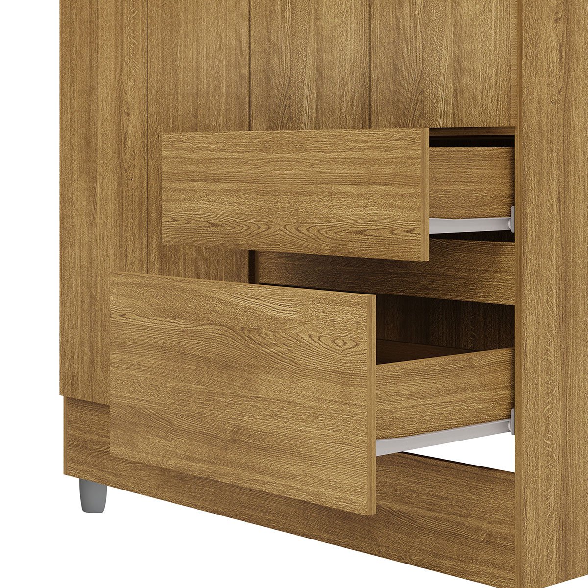 Guarda-Roupa Solteiro 4 Portas 2 Gavetas com Pés Ideval Nature