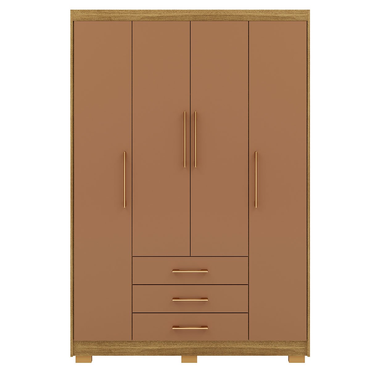 Guarda-Roupa Solteiro 4 Portas 3 Gavetas 9 Prateleiras Espada Nature/Camarim