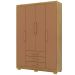 Guarda-Roupa Solteiro 4 Portas 3 Gavetas 9 Prateleiras Espada Nature/Camarim