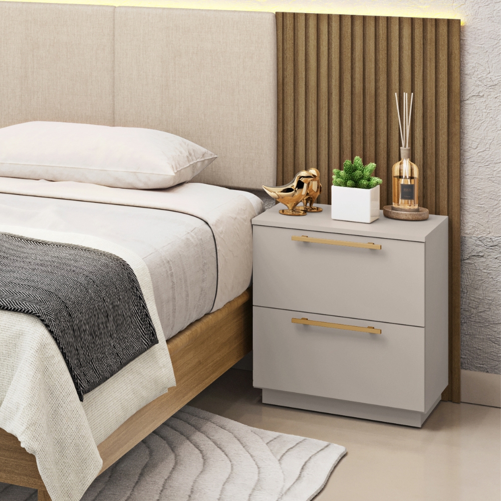 Kit 2 Mesas De Cabeceira Dubai 2 Gavetas Fendi VR