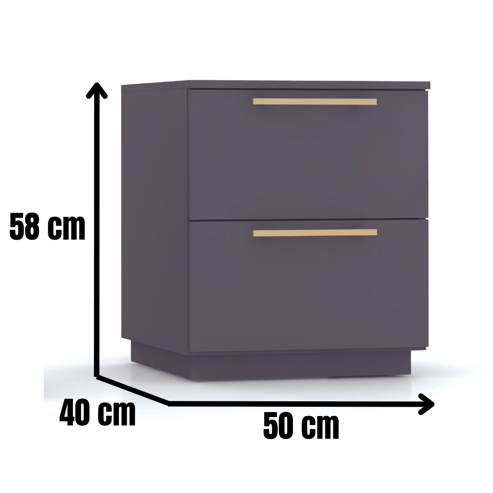 Mesa De Cabeceira Dubai 2 Gavetas 50 cm Alasca VR