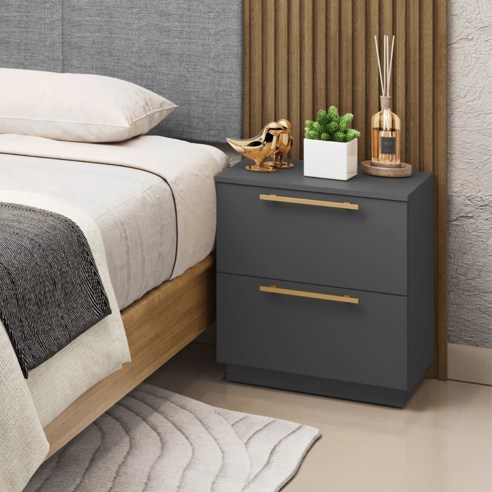 Mesa De Cabeceira Dubai 2 Gavetas 50 cm Alasca VR
