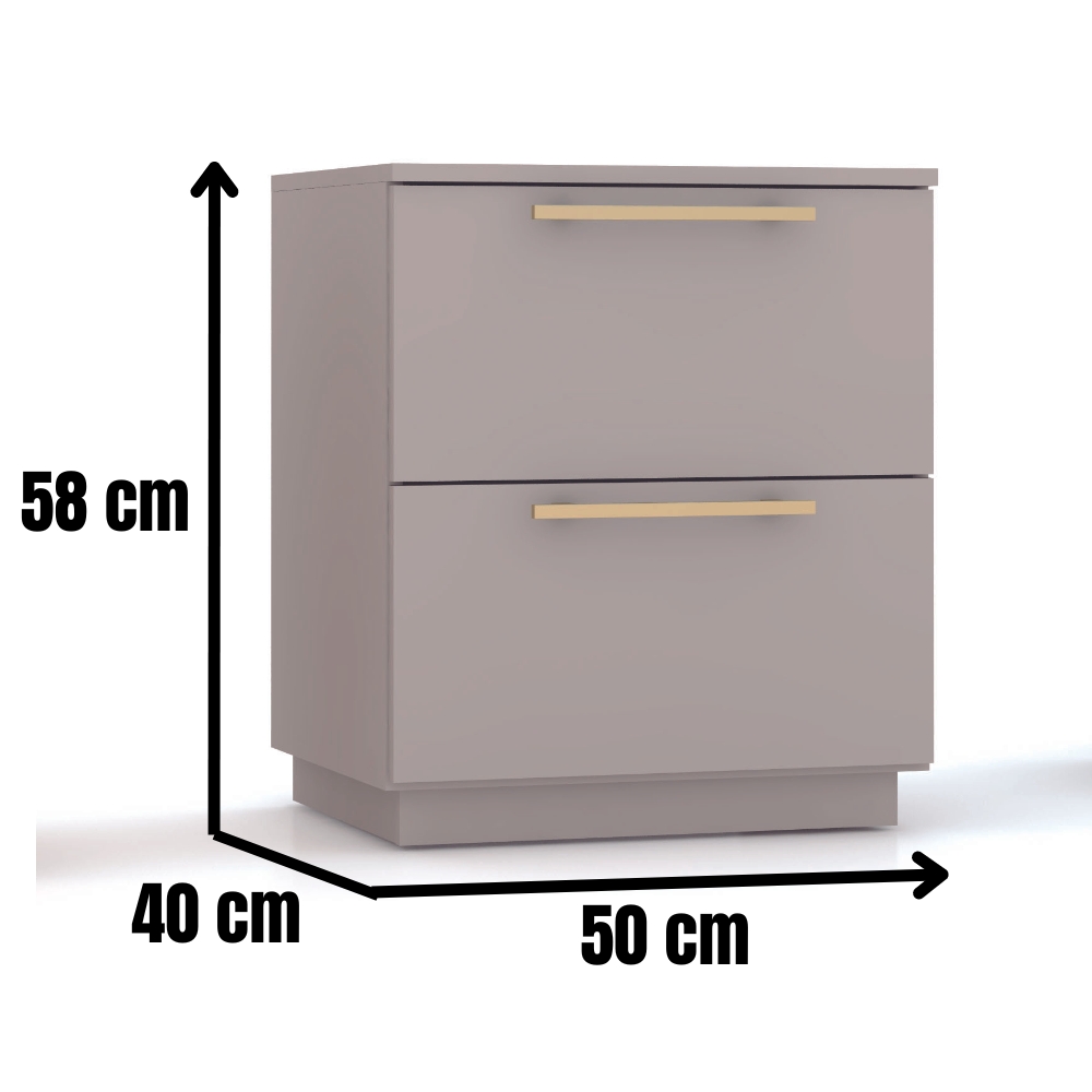 Mesa De Cabeceira Dubai 2 Gavetas 50 cm Fendi VR
