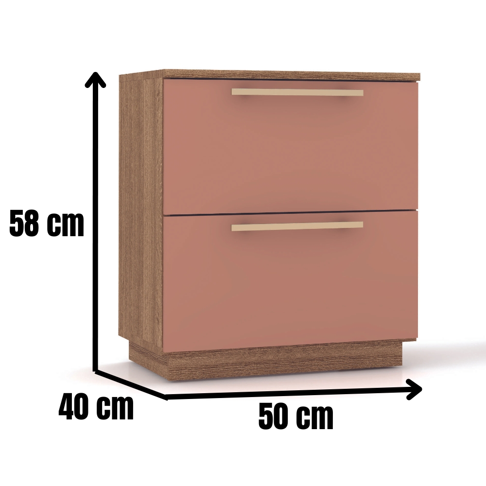 Mesa De Cabeceira Dubai 2 Gavetas 50 cm Nature Camarim VR