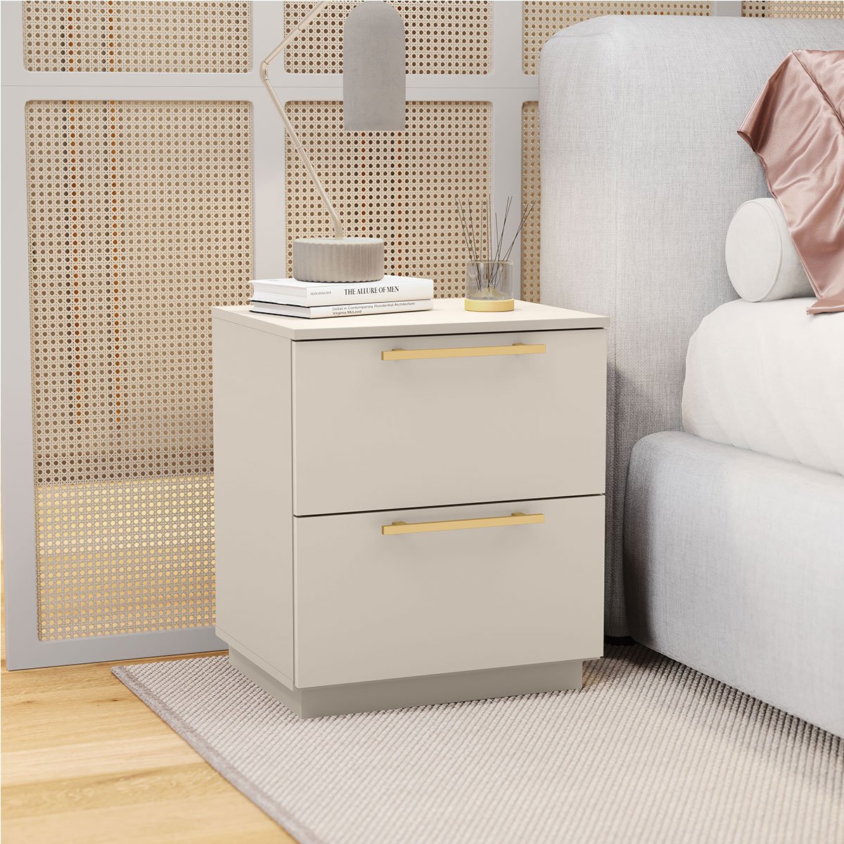 Mesa de Cabeceira 2 Gavetas MDP Debai Fendi